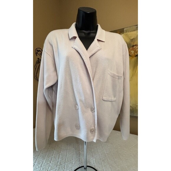 Vintage Michelle Stuart Pink Cardigan. Pockets Buttons Size Medium. Small Stain - Picture 11 of 15